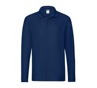 FRUIT OF THE LOOM POLO premium uomo MANICA LUNGA 100% cotone 3 BOTTONI