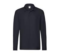 FRUIT OF THE LOOM POLO premium uomo MANICA LUNGA 100% cotone 3 BOTTONI