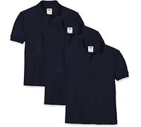 Fruit of the Loom Polo Ragazzi, Pacco da 3 Pezzi, Blu (Deep Navy AZ), 7-8 Anni