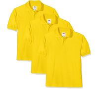 Fruit of the Loom Polo Ragazzi, Pacco da 3 Pezzi, Giallo (Sunflower 34), 7-8 Anni