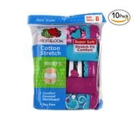 Fruit of the Loom Ragazze Cotone Elasticizzato Slip Mutandine 10-PK ( 8, Viola /