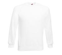 Fruit of the Loom Raglan Sweatshirt Felpa, Bianco (White), L Uomo