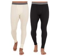 Fruit of the Loom Recycled Premium Waffle Thermal Underwear Long Johns Bottom (1, 2, 3, And 4 Packs) Pantalone del Pigiama, Nero/Naturale, L (Pacco da 2) Uomo