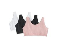 Fruit of the Loom Reggiseno Sportivo da Donna, Confezione da 3, Rosa Blushing/Nero/Bianco, 54