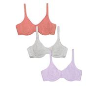 Fruit of The Loom Reggiseno da Donna in Cotone Elasticizzato Estremo Comfort, Desert Dusk/Grigio/Lilla Whisper, 34-36DD