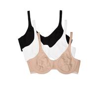 Fruit of the Loom Unlined Underwire Bra-Cotton & Spandex Blend for Natural Shape And Flexibility Reggiseno a t-Shirt, Opaque, tonalità Nero/Sabbia/Bianco 86 CK, 6C (Pacco da 3) Donna