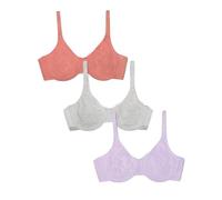 Fruit of The Loom Reggiseno da Donna in Cotone Elasticizzato Estremo Comfort, Desert Dusk/Grigio/Lilla Whisper, 38-40DD