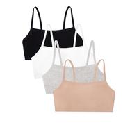 Fruit of the Loom Reggiseno Sportivo da Donna con Cinturino in Cotone e Spaghetti, Sabbia/Bianco/Nero/Grigio Erica, 2