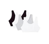 Fruit of the Loom Reggiseno Sportivo da Donna, Confezione da 6, Nero, Bianco, Grigio, Confezione da 4 Pezzi, 56