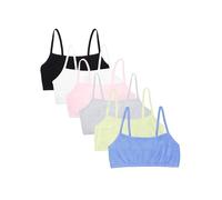 Fruit of the Loom Reggiseno Sportivo da Donna in Cotone con Spalline Sottili, Blu Fiordaliso/lenticchia/Bianco/Rosa Gattino/Grigio mélange/tonalità Nera, 2