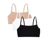 Fruit of The Loom Reggiseno Sportivo da Donna in Cotone con Spalline Sottili - Comfort per Tutto Il Giorno e Facile Movimento, Bianco/Sabbia/Nero, 6