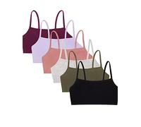 Fruit of the Loom Reggiseno Sportivo da Donna in Cotone con Spalline Sottili, Nero/Grigio Melange/Oliva/Viola/Lilla/Crepuscolo, 44 Plus