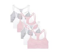 Fruit of The Loom Reggiseno Sportivo da Donna in Cotone con Spalline Sottili, Stripe/Stripe/Bianco/Bianco/Blush/Blush, 44