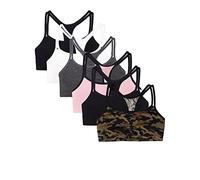 Fruit of the Loom Reggiseno Sportivo da Donna, in Cotone, Confezione Risparmio, Opaque, Petite Modern Camo/Bianco/Nero Tonalita/Blushing Rose con Nero/Antracite/Nero, 38