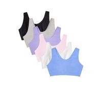 Fruit of the Loom Reggiseno Sportivo da Donna in Stile Canotta, Blu/Bianco/Rosa/Giacinto/Grigio/Nero, 7