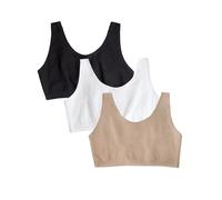 Fruit of the Loom Reggiseno Sportivo da Donna in Stile carro Armato, Bianco/Sabbia/Nero, 44 Plus