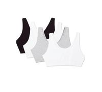 Fruit of the Loom Reggiseno Sportivo da Donna, Stile Cotone, 1 Pollice (Confezione da 4), Nero/Bianco/Grigio Melange, Confezione da 4, 44