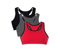 Fruit of the Loom Reggiseno Sportivo in Cotone, Rosso con Nero/Antracite/Nero, 50 (Pacco da 3) Donna