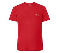 Fruit of the Loom Ringspun Premium T-Shirt con logo vintage sul petto, Rosso - Grande logo vintage, L