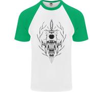 Fruit of the Loom Sabre Tooth Tiger Skull Maglia Baseball Uomo Maniche Corte