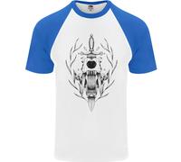 Fruit of the Loom Sabre Tooth Tiger Skull Maglia Baseball Uomo Maniche Corte