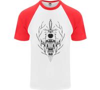Fruit of the Loom Sabre Tooth Tiger Skull Maglia Baseball Uomo Maniche Corte