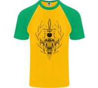 Fruit of the Loom Sabre Tooth Tiger Skull Maglia Baseball Uomo Maniche Corte