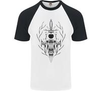 Fruit of the Loom Sabre Tooth Tiger Skull Maglia Baseball Uomo Maniche Corte