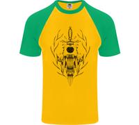 Fruit of the Loom Sabre Tooth Tiger Skull Maglia Baseball Uomo Maniche Corte