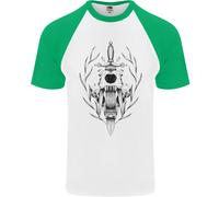 Fruit of the Loom Sabre Tooth Tiger Skull Maglia Baseball Uomo Maniche Corte