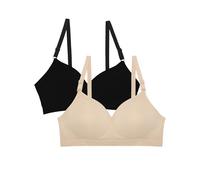 Fruit of the Loom Seamless Wire Free Push-up Bra Reggiseno, Opaque, tonalità Nera/in The Buff, Confezione da 2, 3B (Pacco da 2) Donna