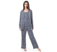 Fruit of the Loom Set da Donna, Traspirante, con Canotta, Pantaloni e Cardigan, Stampa Floreale, 4X