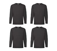 Fruit of the Loom Set di 4 magliette a maniche lunghe da uomo, in cotone, a maniche lunghe, in diversi colori, M L XL 2XL 3XL 4XL 5XL & HL