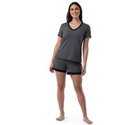 Fruit of the Loom Short Sleeve Tee And Shorts 2 Piece Pajama Sleep Set Pigiama, Grigio Chiaro, S Donna