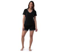 Fruit of the Loom Short Sleeve Tee And Shorts 2 Piece Pajama Sleep Set Pigiama, Nero, 2X Donna
