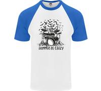 Fruit of the Loom Skeleton Drummer Be Crazy T-Shirt Baseball Uomo Manica Corta