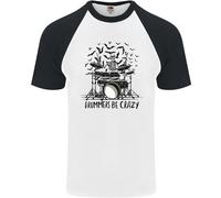 Fruit of the Loom Skeleton Drummer Be Crazy T-Shirt Baseball Uomo Manica Corta