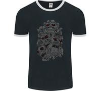 Fruit of the Loom Skull Disorder Ringer T-Shirt Uomo Gothic Heavy Metal