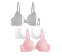 Fruit of the Loom Smooth Cotton T-Shirt Bra-Ultra-Soft, Flexible, And Invisible Under Tees Reggiseno, Opaco, Rosa Cipria/Bianco/Grigio mélange, 3A (Pacco da 3) Donna