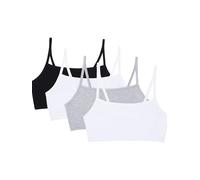 Fruit of the Loom Reggiseno Sportivo in Cotone con Spalline Sottili, Opaco, Nero/Bianco/Bianco/Grigio mélange, Confezione da 4, 40 (Pacco da 4) Donna
