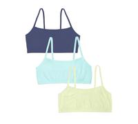 Fruit of the Loom Spaghetti Strap Cotton Sports Bra-all-Day Comfort Reggiseno Sportivo, Opaque, Lenticchie/Blu Aruba/Blu Olandese, 40 (Pacco da 3) Donna