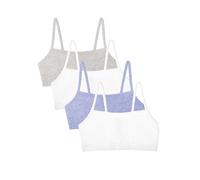 Fruit of The Loom Spaghetti Strap Cotton Sports Bra Spaghetti Strap Cotton Pullover Sports Bra (Confezione da 4), Grigio Melange, Bianco, Bianco, Blu Melange, Confezione da 4, 42