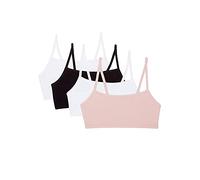 Fruit of the Loom Spaghetti Strap Cotton Sports Bra Spaghetti Strap Cotton Pullover Sports Bra (Confezione da 4), Blushing Rose/Bianco/Bianco/Nero, Confezione da 4, 50
