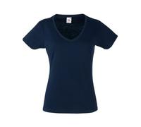 Fruit of the Loom SS047, maglietta da donna Fit Valueweight, scollo a V Deep Navy Medium