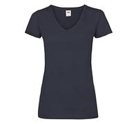 Fruit of the Loom SS047, maglietta da donna Fit Valueweight, scollo a V Deep Navy Small