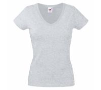 Fruit of the Loom SS047, maglietta da donna Fit Valueweight, scollo a V Heather Grey Medium