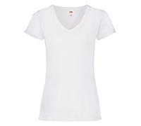Fruit of the Loom SS047, maglietta da donna Fit Valueweight, scollo a V White Small