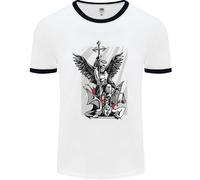 Fruit of the Loom St Michael Killing the Devil Uomo Ringer T-Shirt