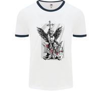 Fruit of the Loom St Michael Killing the Devil Uomo Ringer T-Shirt