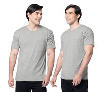 Fruit of the Loom T-Shirt a Maniche Corte da Uomo Big & Tall Eversoft in Cotone, Traspirante e Traspirante con Controllo degli odori, Pocket - Confezione da 2 - Grigio Heather, L